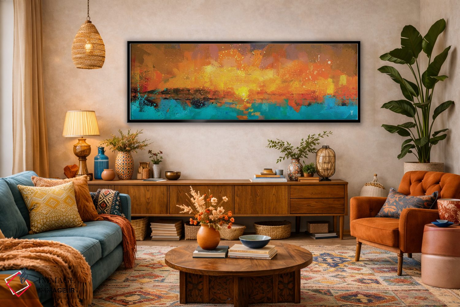 تابلو دکوراتیو طلوع نارنجی اثر وان کردی - D3B