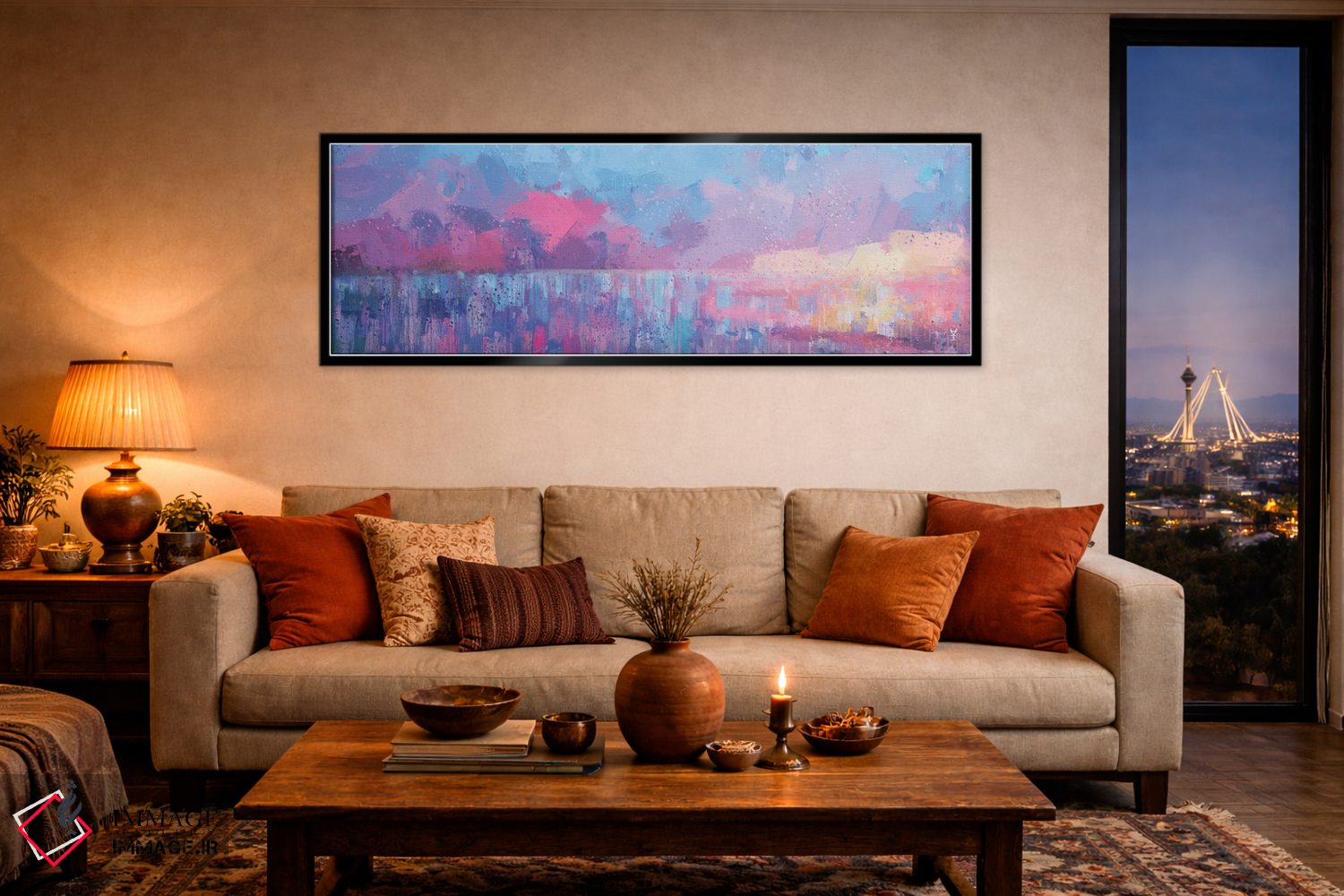 تابلو دکوراتیو طلوع انتزاعی اثر وان کردی - D5B