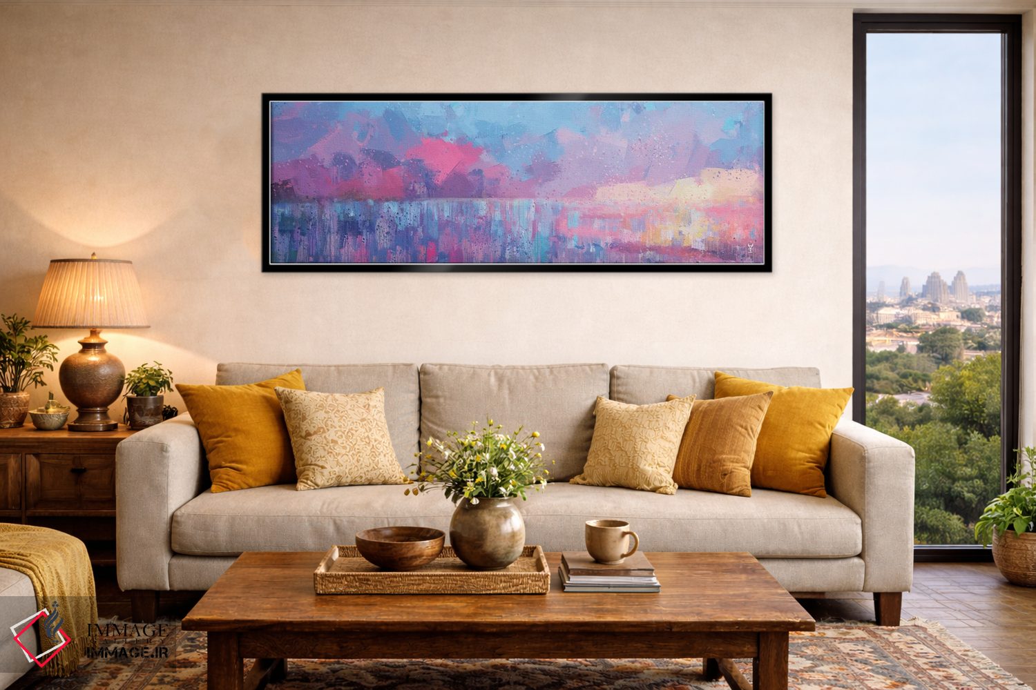 تابلو دکوراتیو طلوع انتزاعی اثر وان کردی - D6B