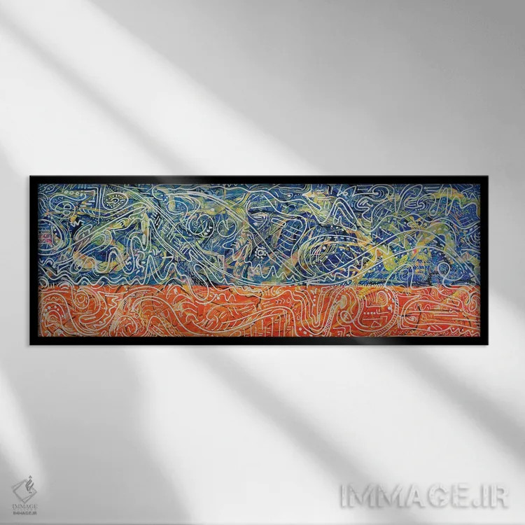 تابلو دکوراتیو موج آبی اثر وینسنت کیل - نمای قابدار مشکی