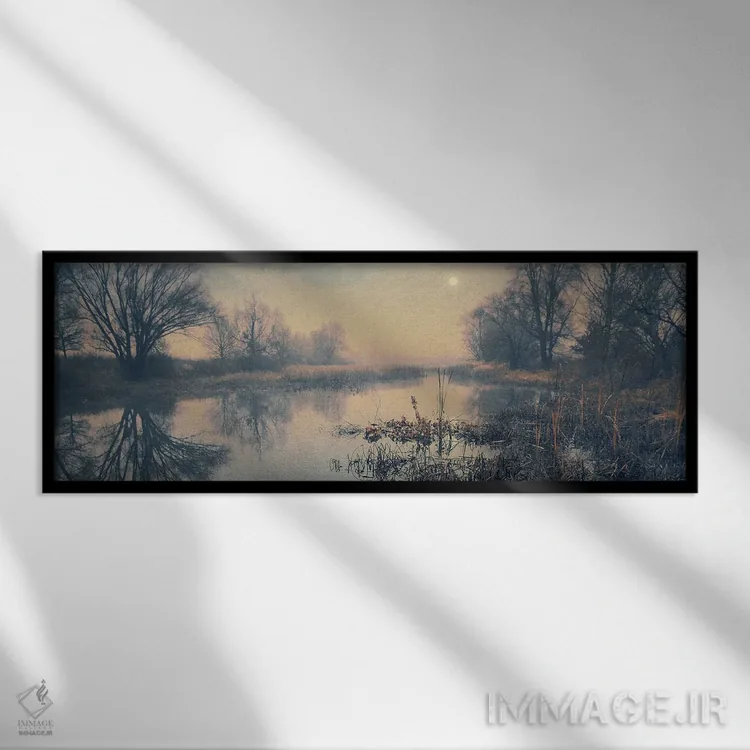 تابلو دکوراتیو ماه کامل بر فراز خلیجی آرام اثر والریکس - نمای قابدار مشکی