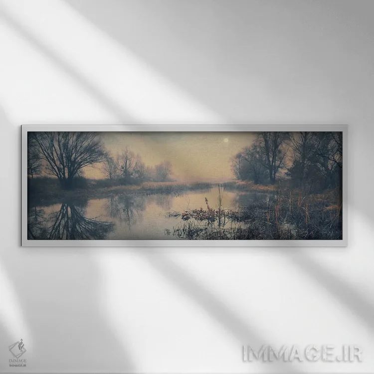 تابلو دکوراتیو ماه کامل بر فراز خلیجی آرام اثر والریکس - نمای قابدار سفید