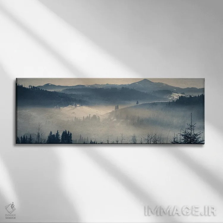 تابلو دکوراتیو گرگ ومیش یخبندان در کوهستان اثر والریکس - نمای روبهرو روی دیوار