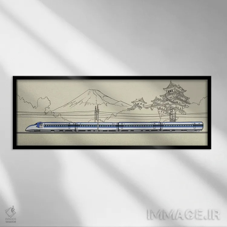 تابلو دکوراتیو ژاپن اثر فایو بای فایو کالکتیو - نمای قابدار مشکی