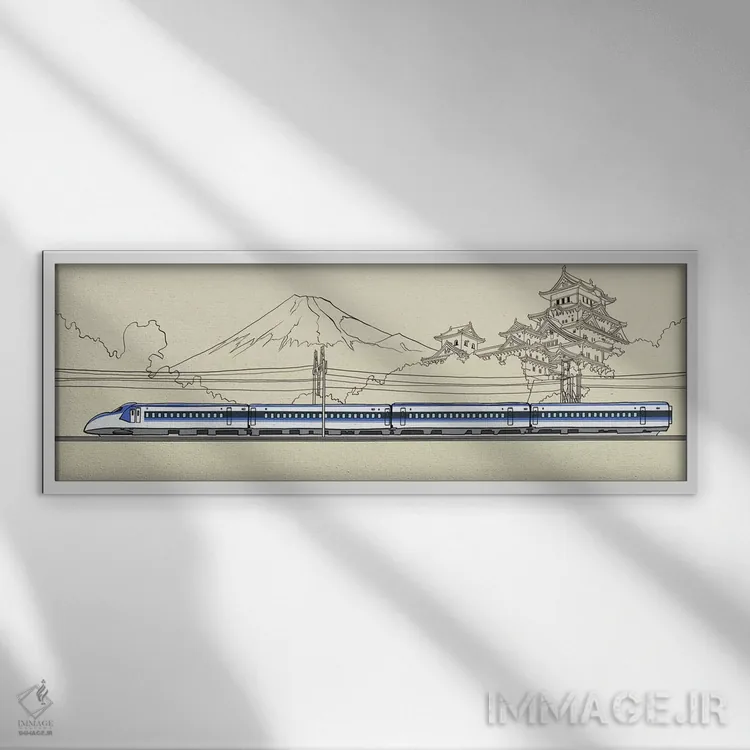 تابلو دکوراتیو ژاپن اثر فایو بای فایو کالکتیو - نمای قابدار سفید