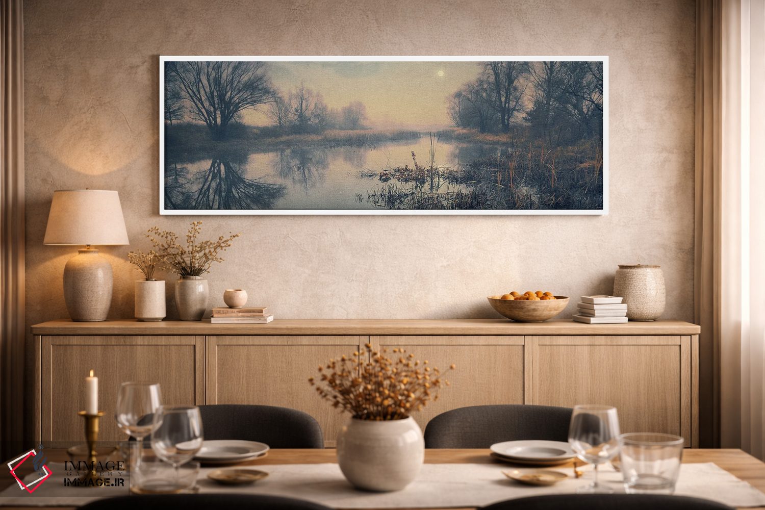 تابلو دکوراتیو ماه کامل بر فراز خلیجی آرام اثر والریکس - D2W