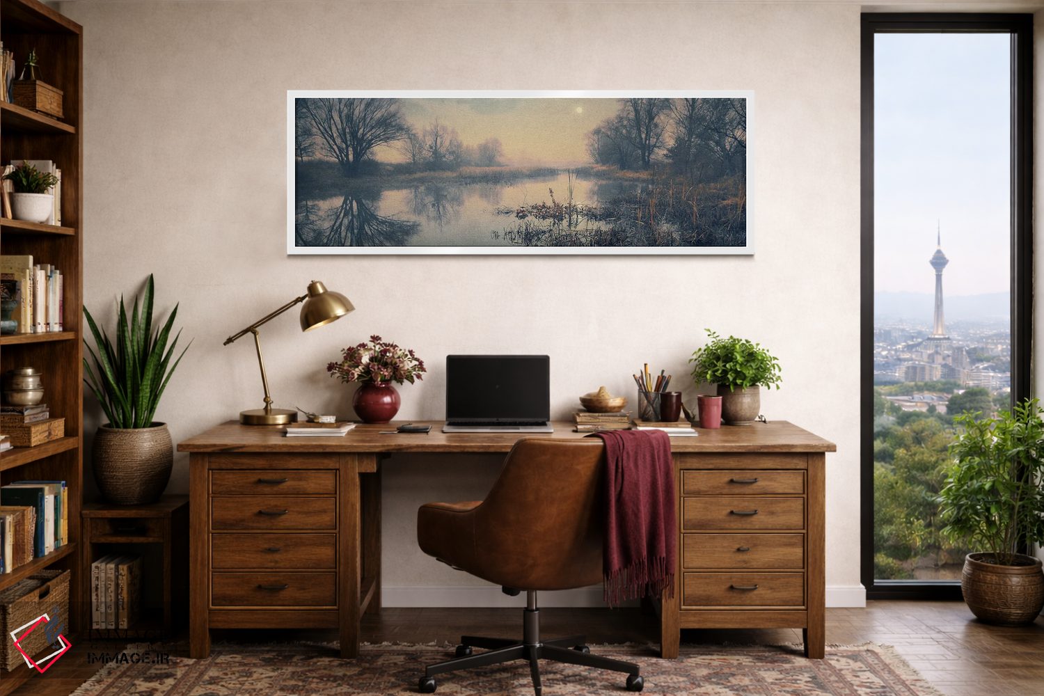 تابلو دکوراتیو ماه کامل بر فراز خلیجی آرام اثر والریکس - D1W