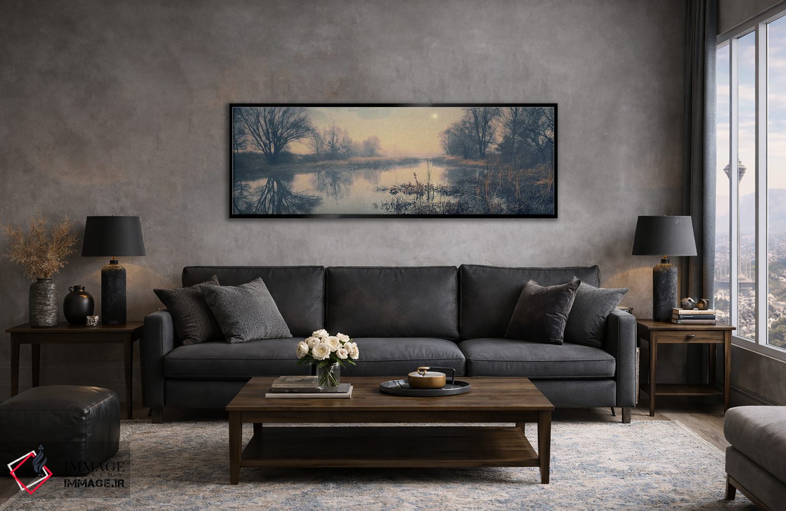 تابلو دکوراتیو ماه کامل بر فراز خلیجی آرام اثر والریکس - D4B