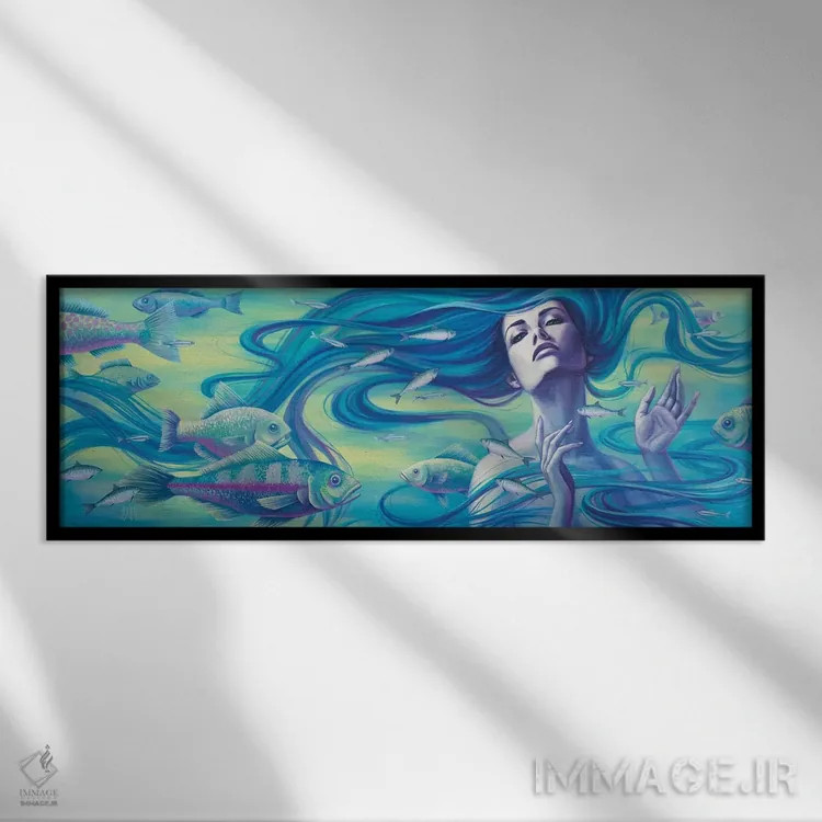 تابلو دکوراتیو آبی III اثر واسیلیسا روماننکو - نمای قابدار مشکی