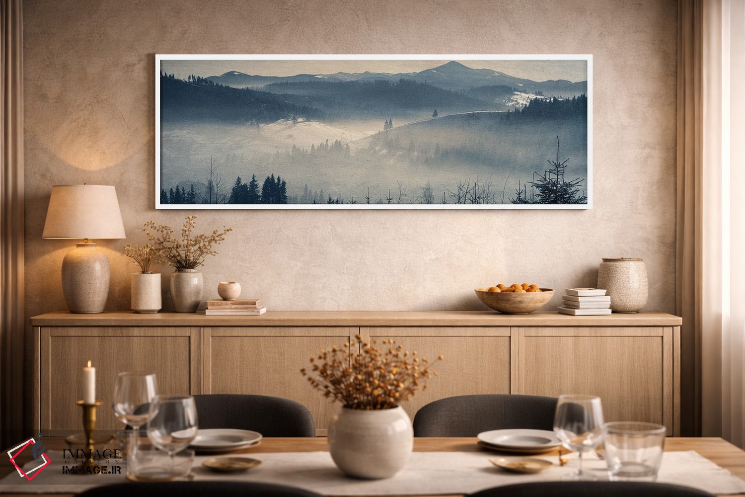 تابلو دکوراتیو گرگ ومیش یخبندان در کوهستان اثر والریکس - D2W