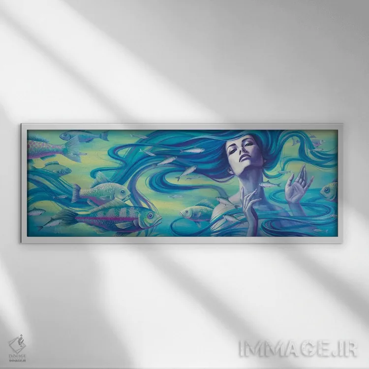 تابلو دکوراتیو آبی III اثر واسیلیسا روماننکو - نمای قابدار سفید