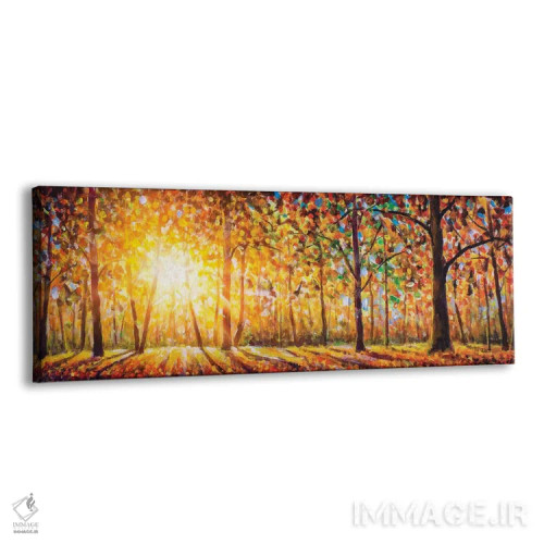 تابلو دکوراتیو پانورامای فوق عریض از جنگل شگفت انگیز در پاییز اثر والری ریباکوف - نمای پرسپکتیو محصول