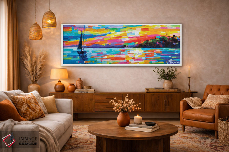 تابلو دکوراتیو قایق در هنگام غروب اثر وانیا ژئورگیوا - D3W