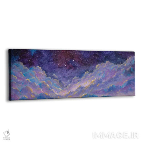 تابلو انتزاعی چشم انداز پانوراما با آسمان شب پرستاره و ابرهای خیالی بر ف… اثر والری ریباکوف - نمای پرسپکتیو محصول
