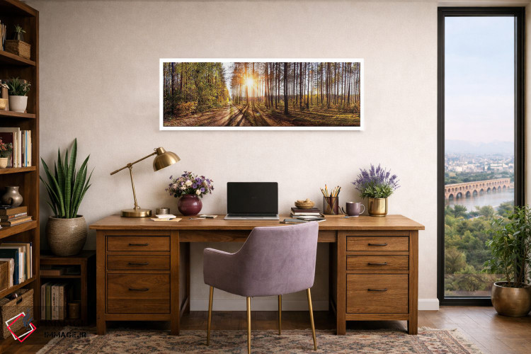 تابلو دکوراتیو نمای پانورامای جنگل در روز آفتابی اثر والری ریباکوف - D1W