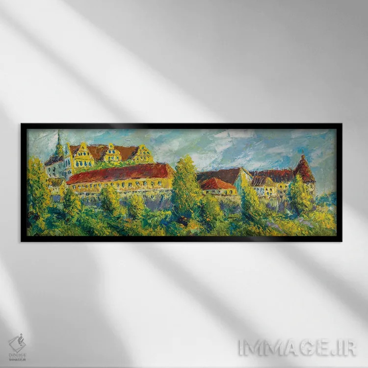 تابلو دکوراتیو قلعه قدیمی زیبا اثر والری ریباکوف - نمای قابدار مشکی