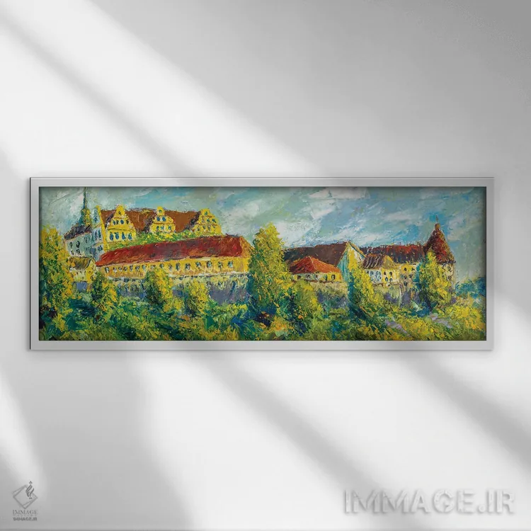 تابلو دکوراتیو قلعه قدیمی زیبا اثر والری ریباکوف - نمای قابدار سفید