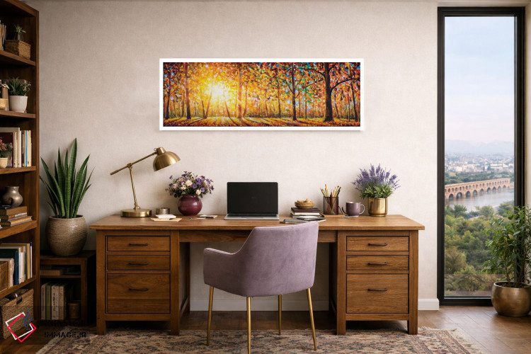 تابلو دکوراتیو پانورامای فوق عریض از جنگل شگفت انگیز در پاییز اثر والری ریباکوف - D1W