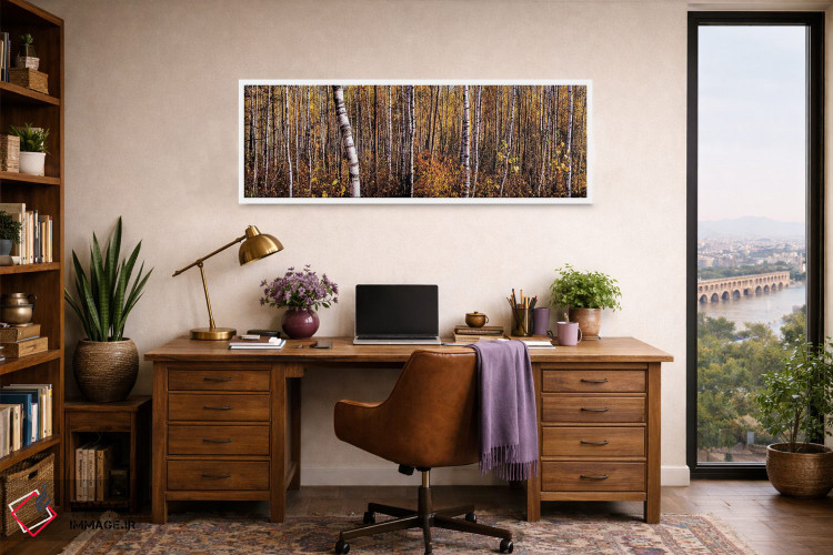 تابلو دکوراتیو پانورامای جنگل توس در پاییز اثر والری ریباکوف - D1W