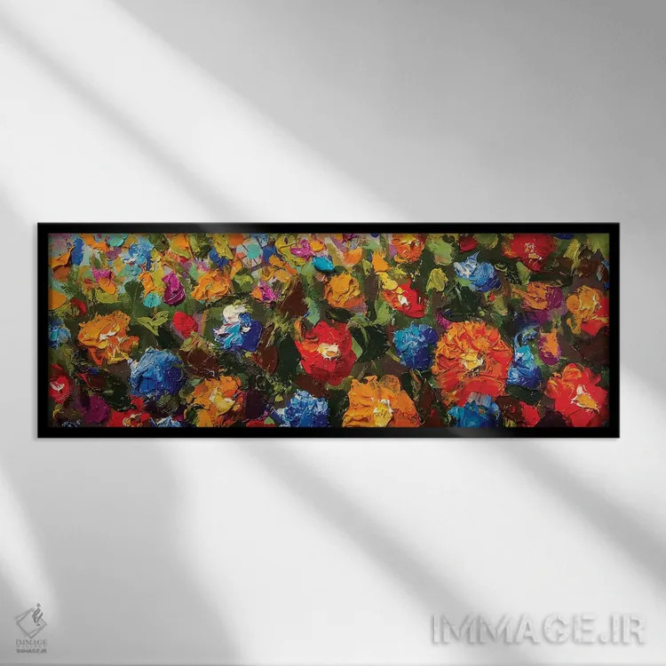 تابلو دکوراتیو گل ها به سبک امپرسیونیسم II اثر والری ریباکوف - نمای قابدار مشکی