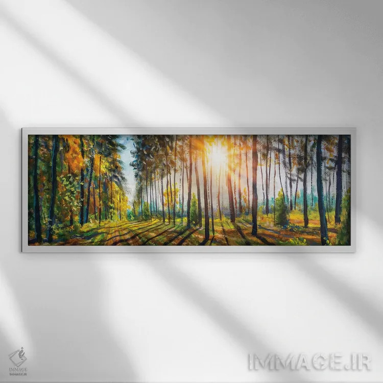 تابلو دکوراتیو چشم انداز زیبای جنگل بهاری اثر والری ریباکوف - نمای قابدار سفید