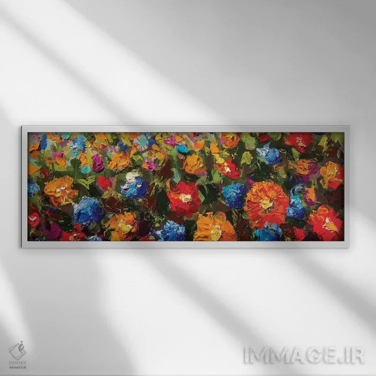 تابلو دکوراتیو گل ها به سبک امپرسیونیسم II اثر والری ریباکوف - نمای قابدار سفید