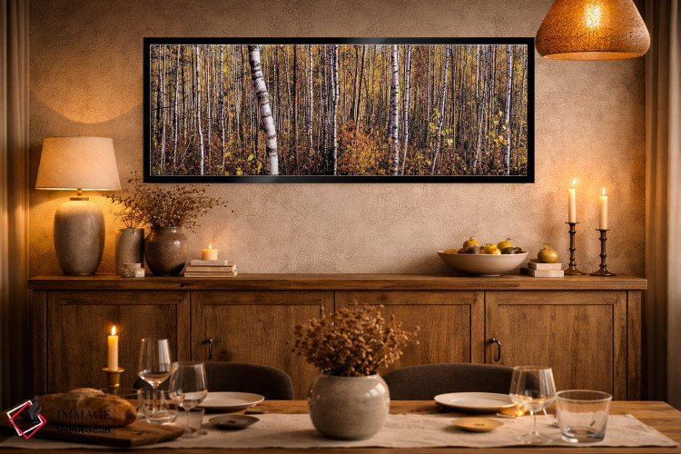 تابلو دکوراتیو پانورامای جنگل توس در پاییز اثر والری ریباکوف - D2B