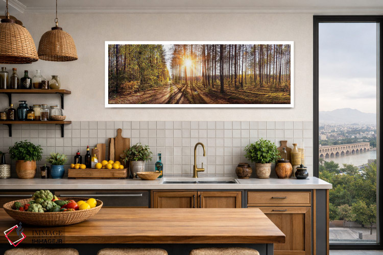 تابلو دکوراتیو نمای پانورامای جنگل در روز آفتابی اثر والری ریباکوف - D3W