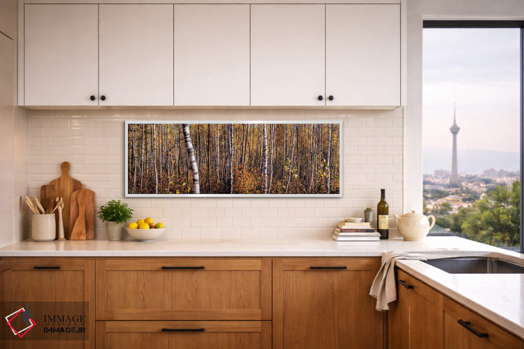 تابلو دکوراتیو پانورامای جنگل توس در پاییز اثر والری ریباکوف - D3W