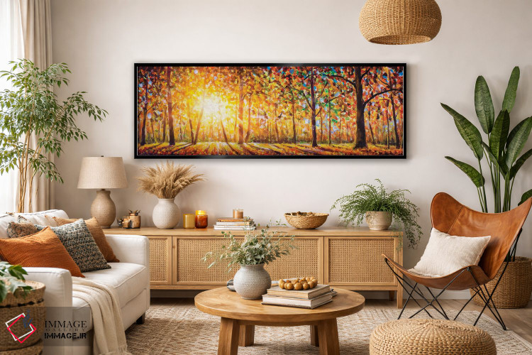 تابلو دکوراتیو پانورامای فوق عریض از جنگل شگفت انگیز در پاییز اثر والری ریباکوف - D4B
