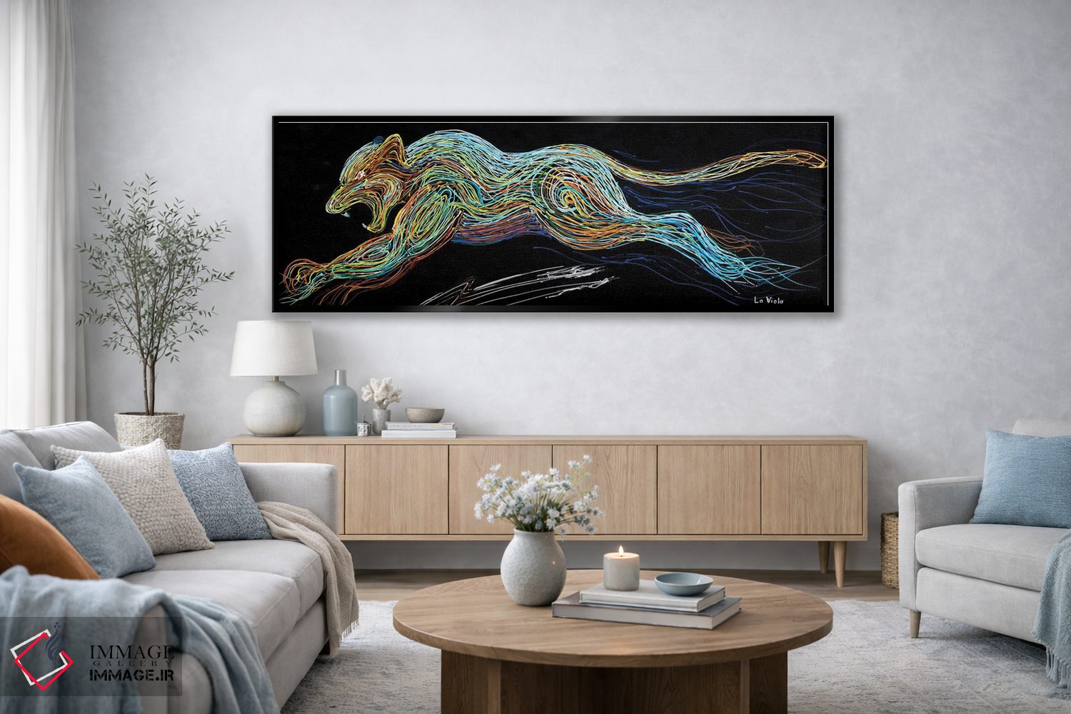 تابلو دکوراتیو یوزپلنگ در حال دویدن اثر نقاشی ویولا - D4B