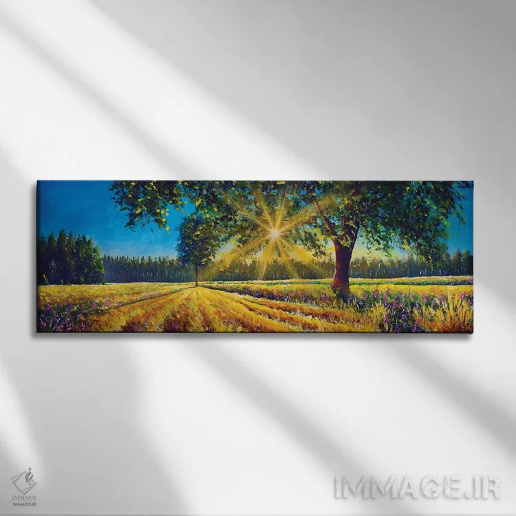 تابلو دکوراتیو پانورامای فوق عریض از منظره آفتابی خیره کننده اثر والری ریباکوف - نمای روبهرو روی دیوار