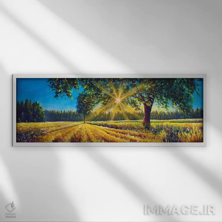 تابلو دکوراتیو پانورامای فوق عریض از منظره آفتابی خیره کننده اثر والری ریباکوف - نمای قابدار سفید
