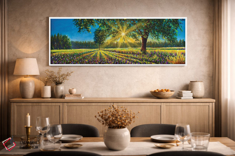 تابلو دکوراتیو Big Trees And Forest,پانورامای فوق عریض از منظره آفتابی خ… اثر والری ریباکوف - D1W