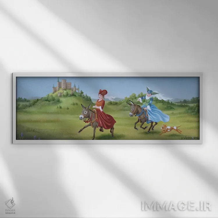 تابلو دکوراتیو تاختن اثر سوزان ویسر - نمای قابدار سفید