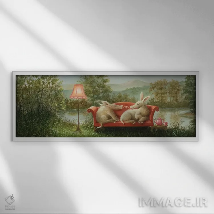 تابلو دکوراتیو مورچه خوار زمینی اثر سوزان ویسر - نمای قابدار سفید