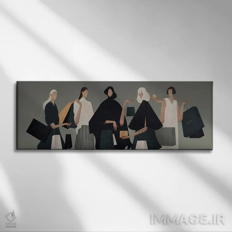 تابلو مدرن زمان خرید II اثر والریا سیمانتوفسکایا - نمای روبهرو روی دیوار