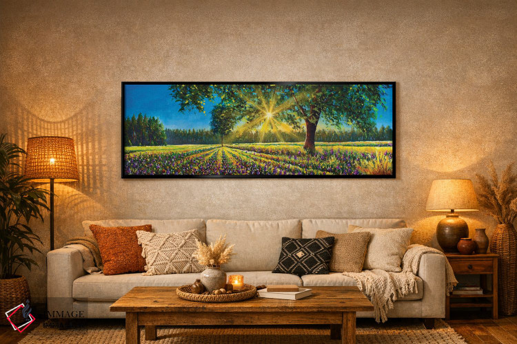 تابلو دکوراتیو Big Trees And Forest,پانورامای فوق عریض از منظره آفتابی خ… اثر والری ریباکوف - D6B