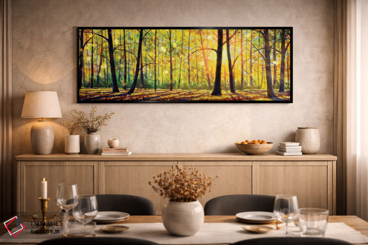 تابلو انتزاعی درختان آفتابی زیبا در جنگل اثر والری ریباکوف - D1B