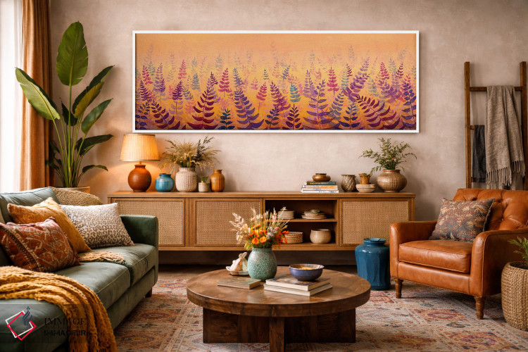 تابلو دکوراتیو پانورامای فوق عریض از مزرعه گل های لطیف اثر والری ریباکوف - D1W