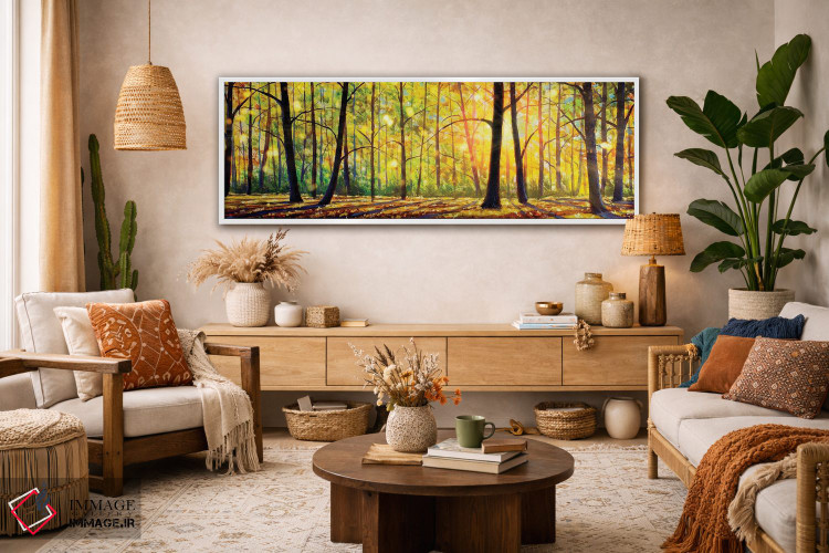 تابلو انتزاعی درختان آفتابی زیبا در جنگل اثر والری ریباکوف - D2W