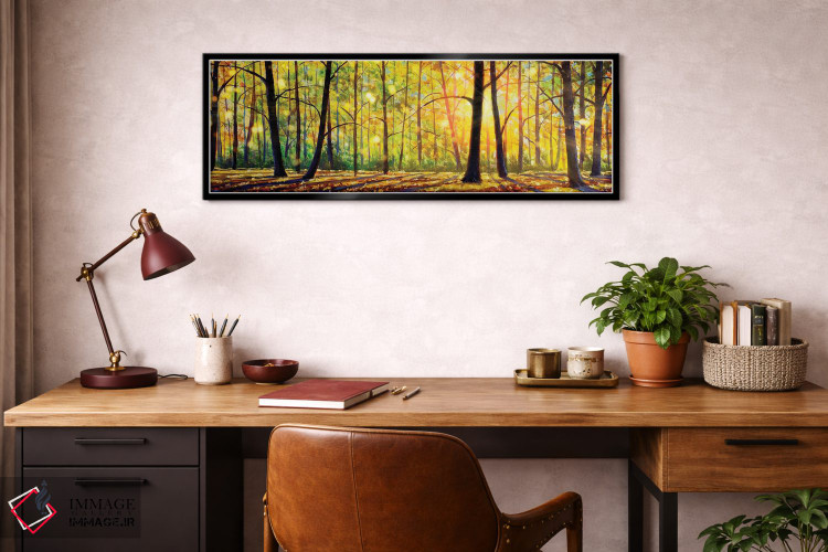 تابلو انتزاعی درختان آفتابی زیبا در جنگل اثر والری ریباکوف - D3B