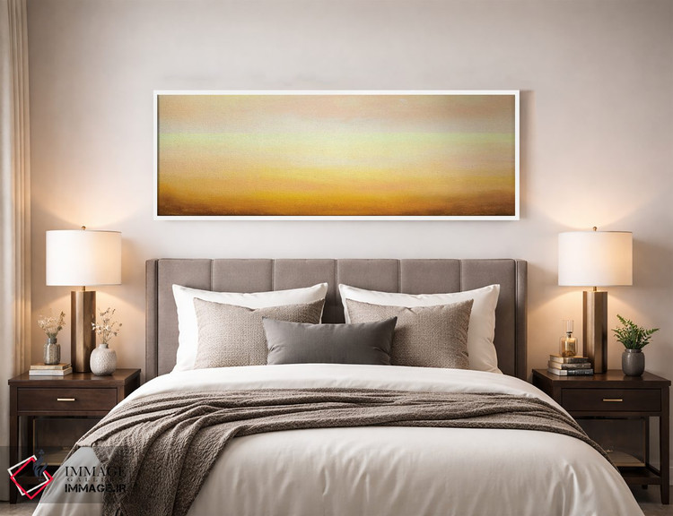 تابلو دکوراتیو پانورامای فوق عریض از افق لطیف زرد روشن و صورتی اثر والری ریباکوف - D4W