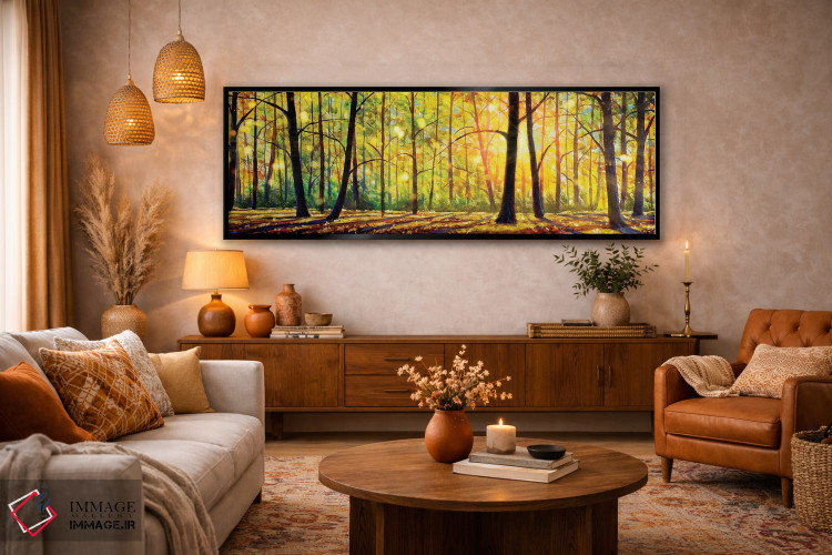 تابلو انتزاعی درختان آفتابی زیبا در جنگل اثر والری ریباکوف - D6B