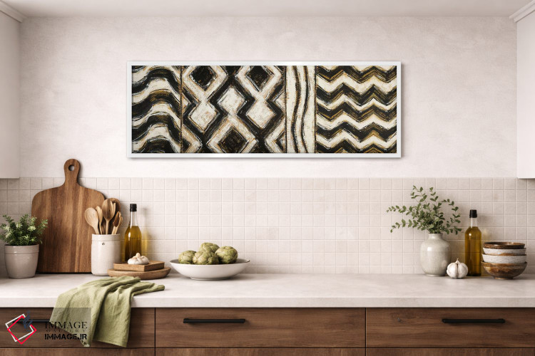 تابلو انتزاعی هندسه سیاه و طلایی VII اثر شرلی نواک - D1W
