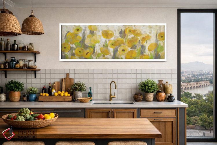 تابلو دکوراتیو گل های زرد شناور ۱ اثر سیلویا واسیلیوا - D4W