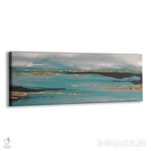 تابلو دکوراتیو طوفان زراندود سبزآبی-خاکستری II اثر کریس پاشکه - نمای پرسپکتیو محصول