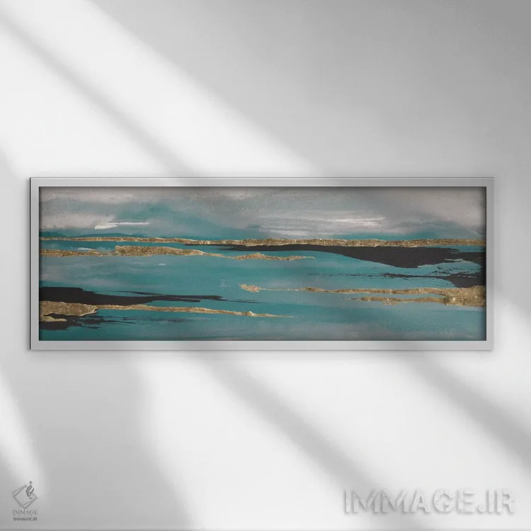 تابلو دکوراتیو طوفان زراندود سبزآبی-خاکستری II اثر کریس پاشکه - نمای قابدار سفید