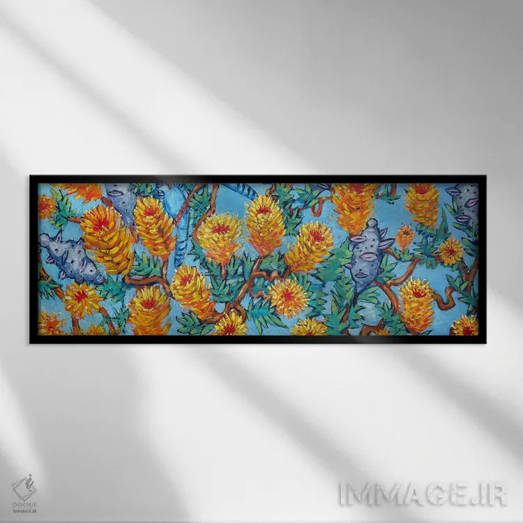 تابلو دکوراتیو بانکسیای پربار اثر وندی باچه - نمای قابدار مشکی