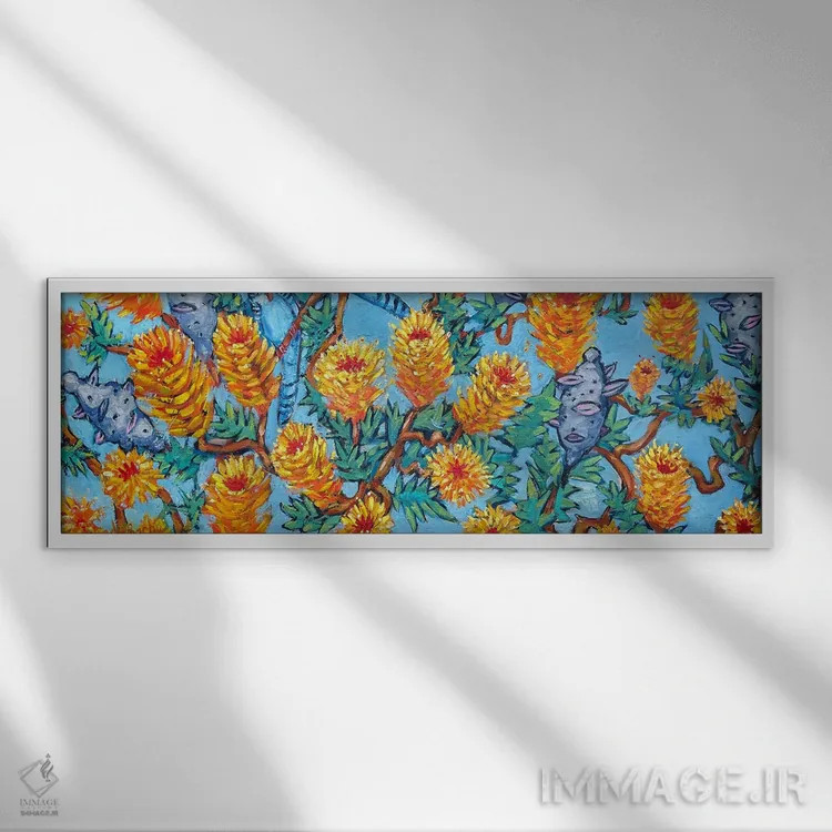 تابلو دکوراتیو بانکسیای پربار اثر وندی باچه - نمای قابدار سفید